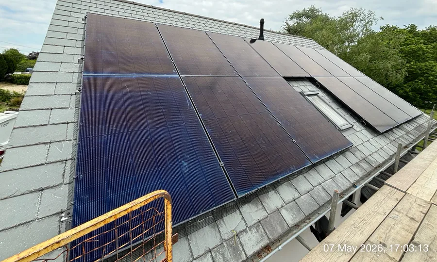 Solar panel installation on a roof in Exeter, Devon