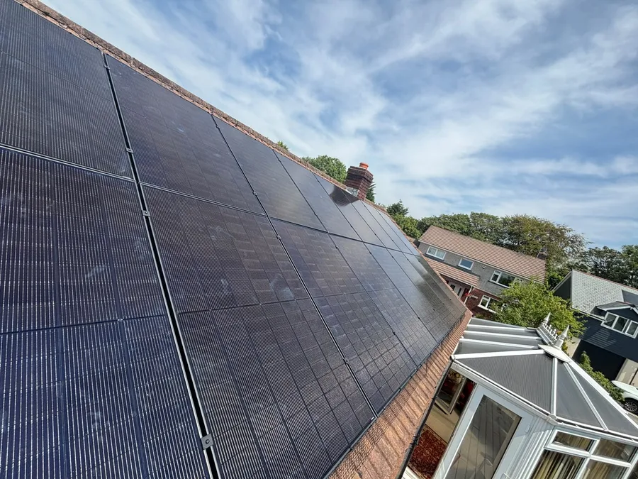 Solar panel installation on a roof in Chillsworthy, Devon