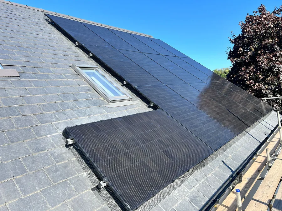Solar panel installation on a roof in Totnes, Devon