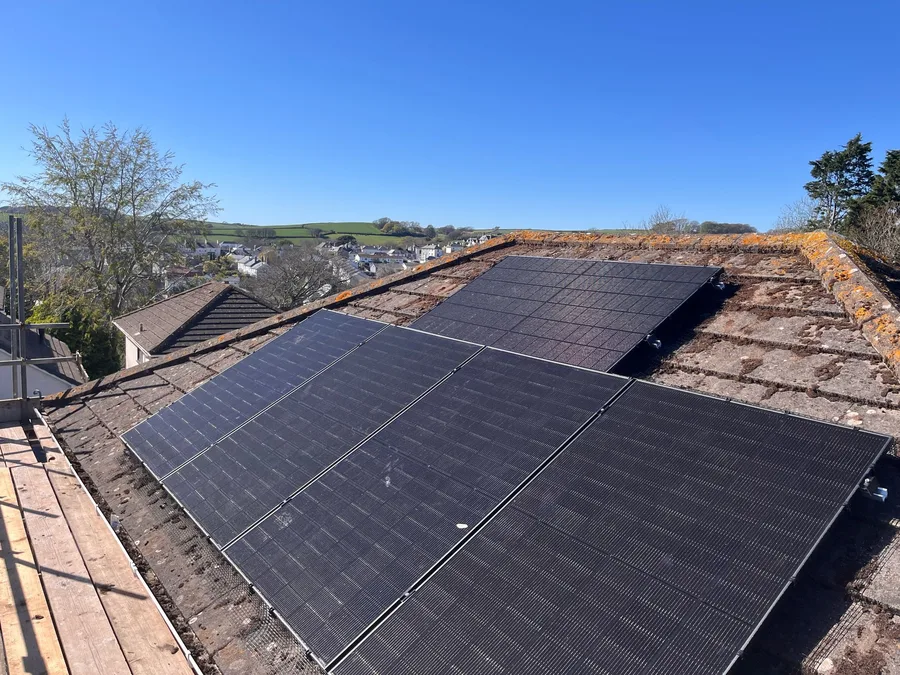 Solar panel installation on a roof in Torquay, Devon